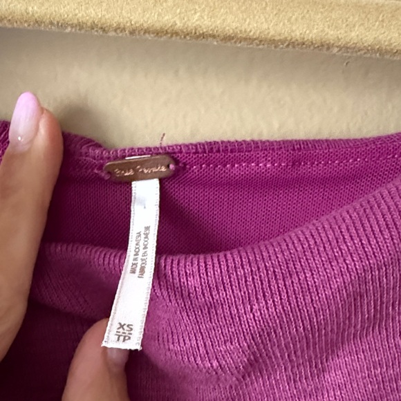 Free People XS Tie-Shoulder Ruched Tank Top in Magenta - Picture 2 of 6